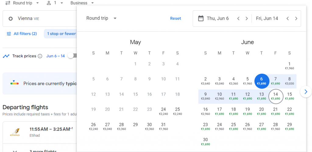 Business Class from Vienna to Sri Lanka