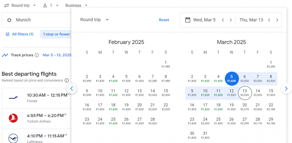 Business Class from Munich to South Korea