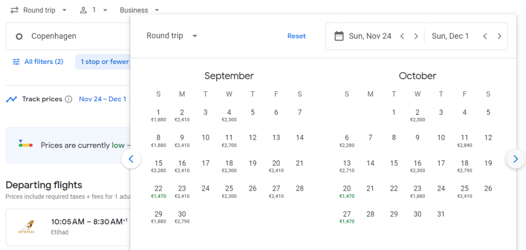 Business Class from Copenhagen to South Africa