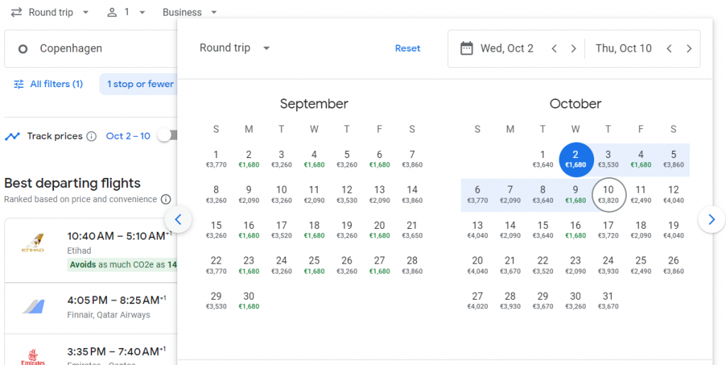 Business Class from Denmark to Maldives