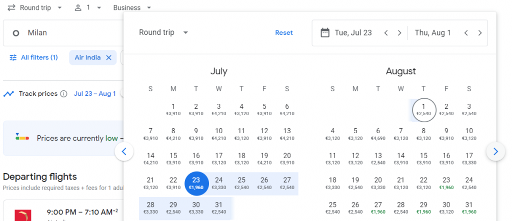 Business Class from Milan to Sydney