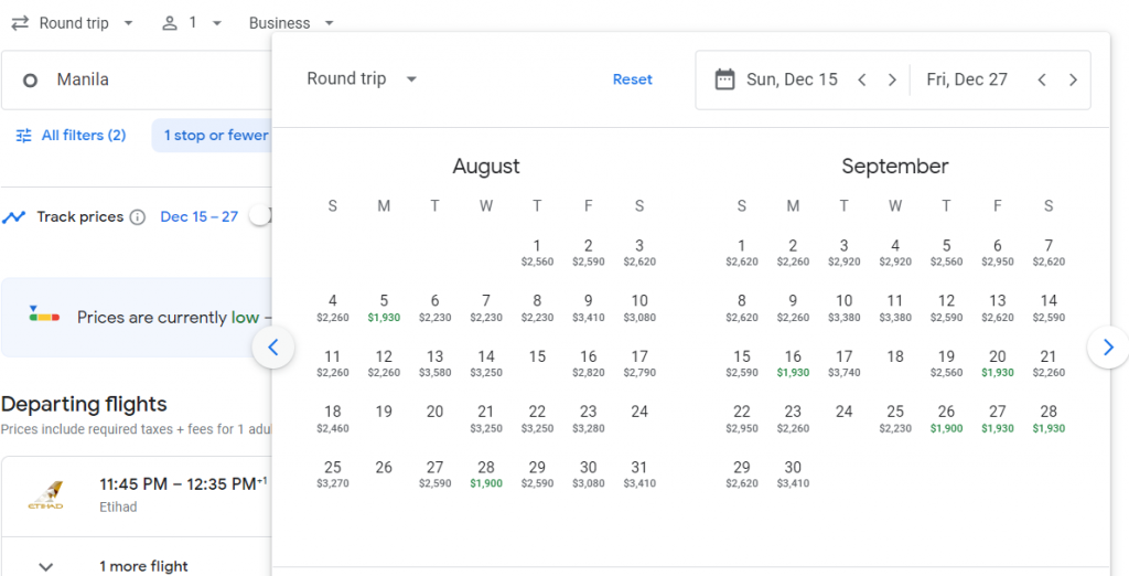 Business Class from Philippines to Athens