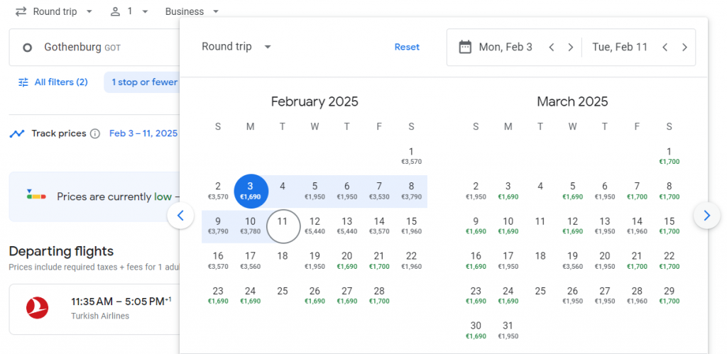 Business Class from Gothenburg to Hong Kong