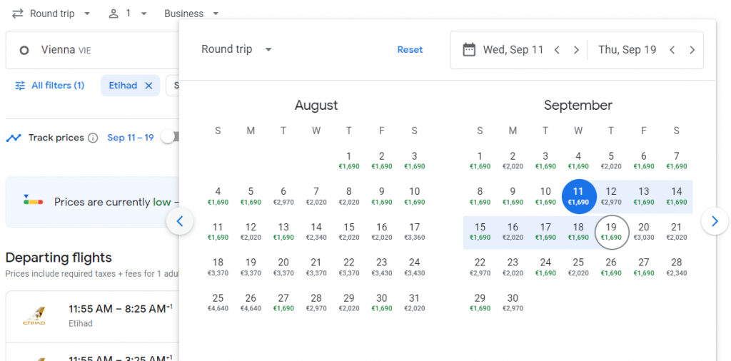 Business Class from Vienna to Sri Lanka