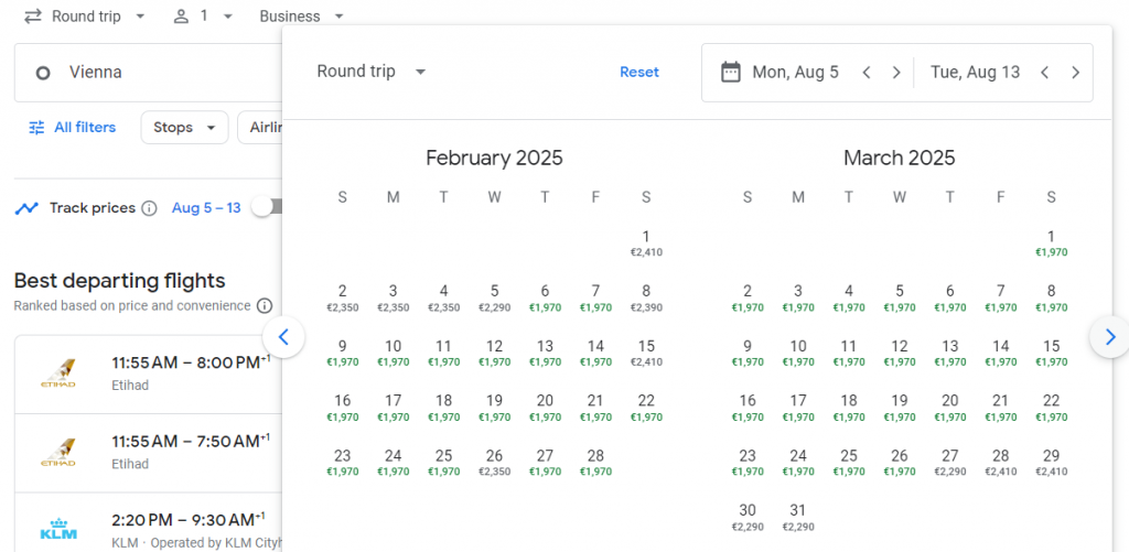 Business Class from Vienna to Thailand