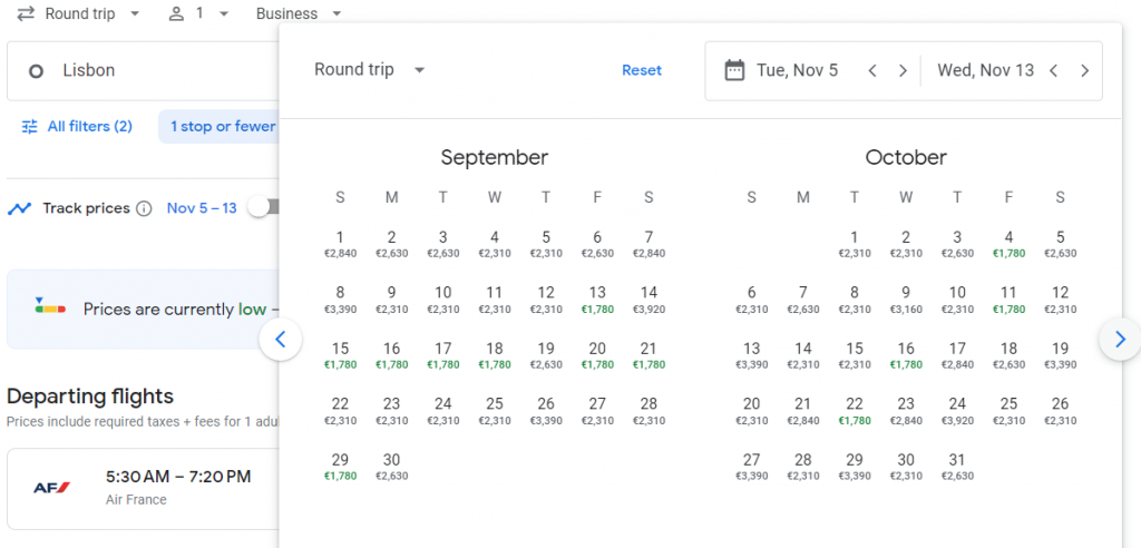 Business Class from Lisbon to Colombia