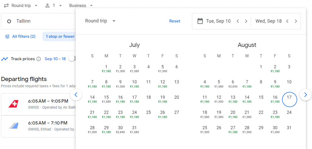 Business Class from Estonia to Dubai