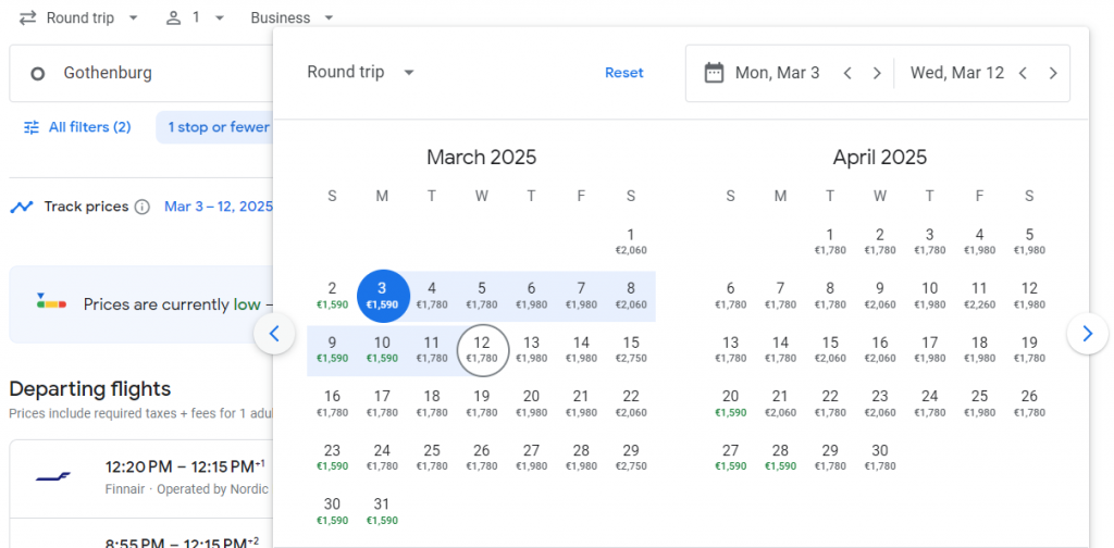 Business Class from Gothenburg to South Korea