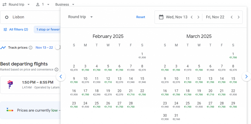 Business Class from Lisbon to Brazil