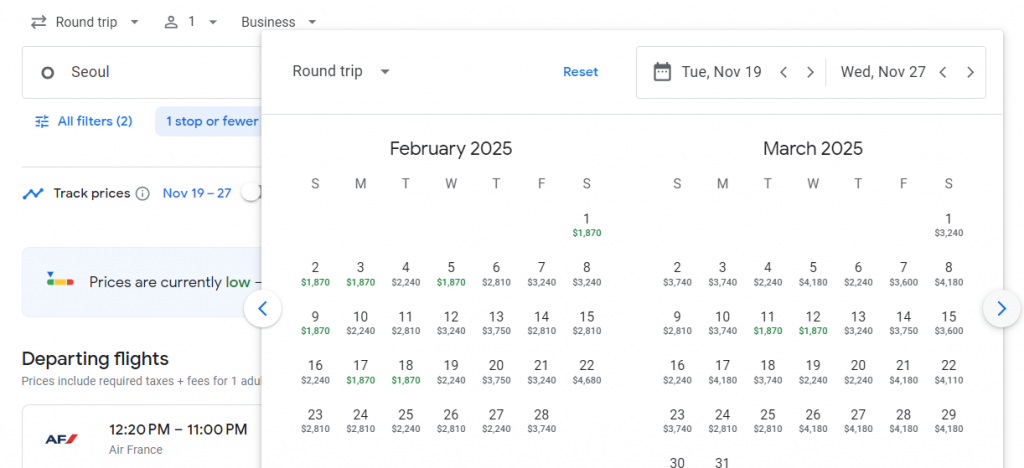 Business Class Suite from South Korea to Milan