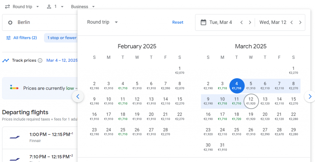 Business Class from Berlin to South Korea