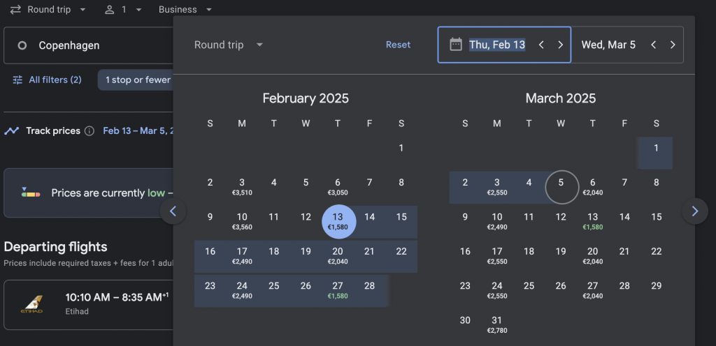 Business Class from Copenhagen to South Africa