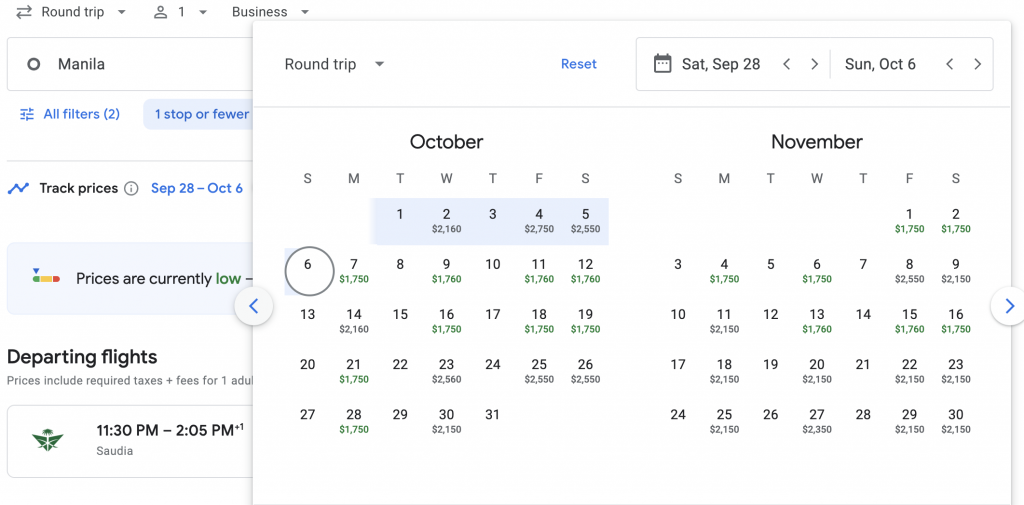 Business Class from Philippines to Milan