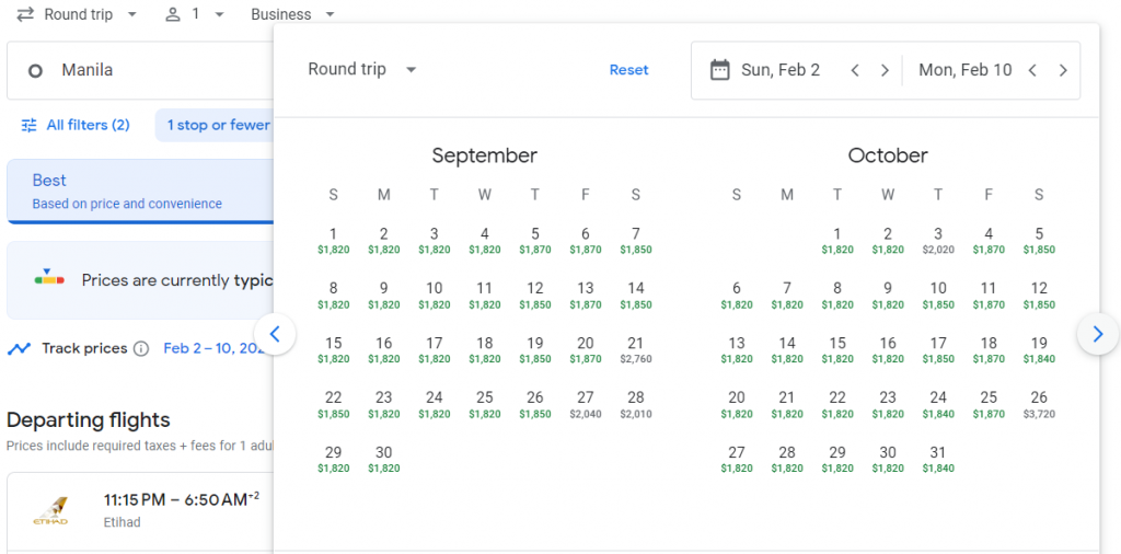 Business Class from Philippines to Dublin