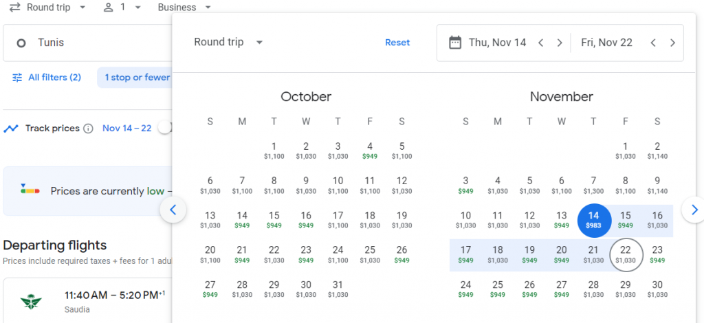 Business Class from Tunisia to Indonesia