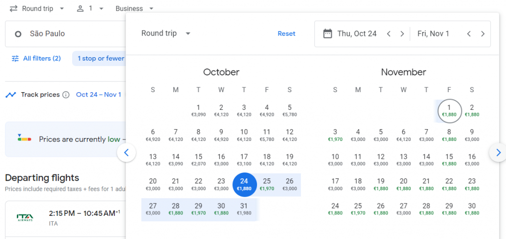 Business Class from Brazil to Spain