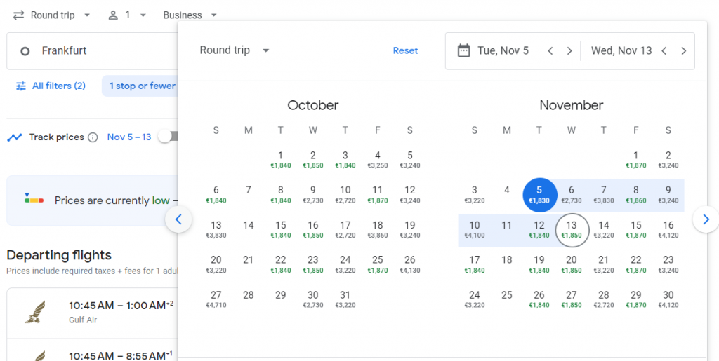 Business Class from Frankfurt to Thailand