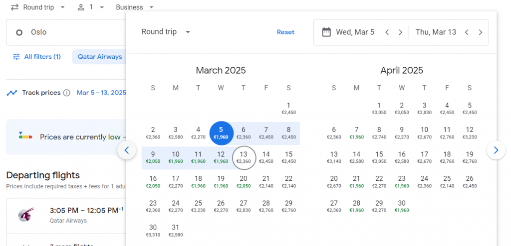 5* Qatar Business Class from Norway to Thailand