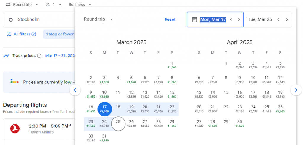 Business Class from Stockholm to Hong Kong