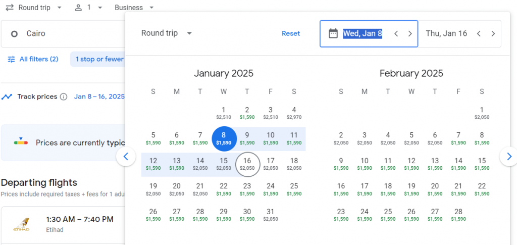 Business Class from Egypt to Malaysia