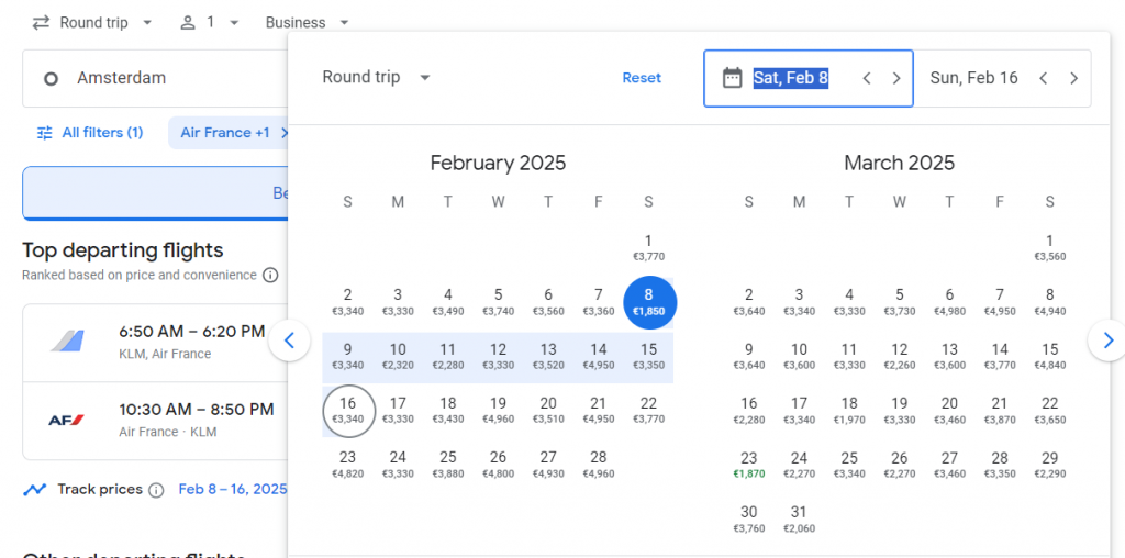 Business Class Suite from Amsterdam to Rio de Janeiro