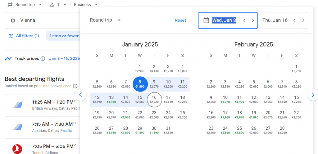 5* Business Class from Vienna to Hong Kong