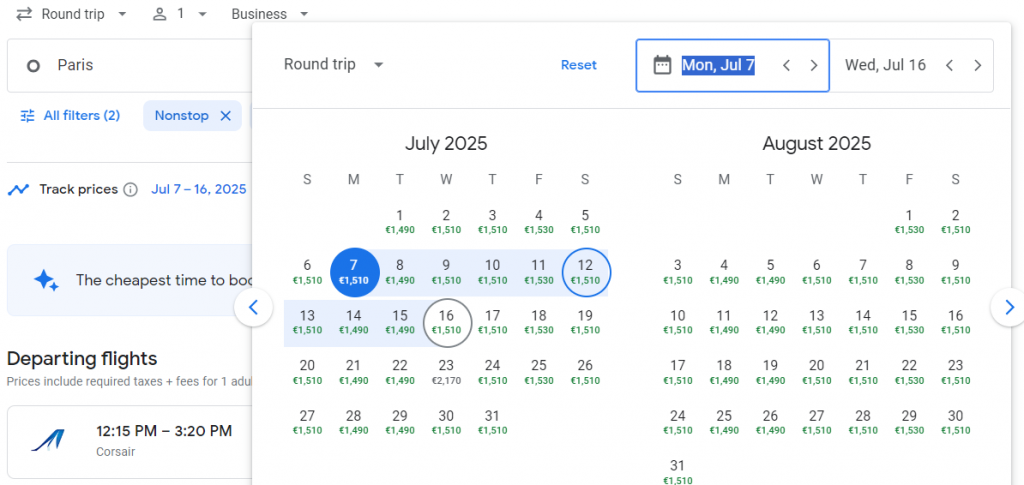 Business Class from Paris to Guadeloupe