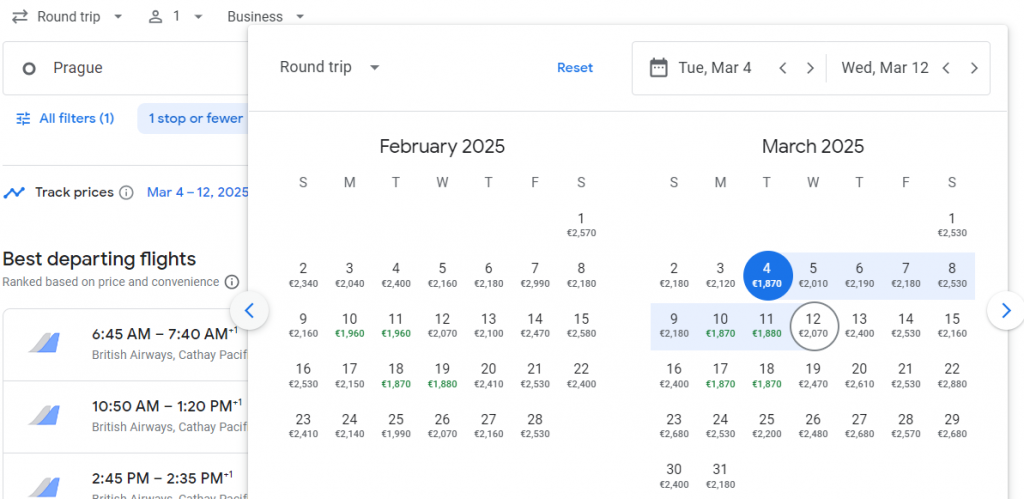 5* Business Class from Prague to Hong Kong