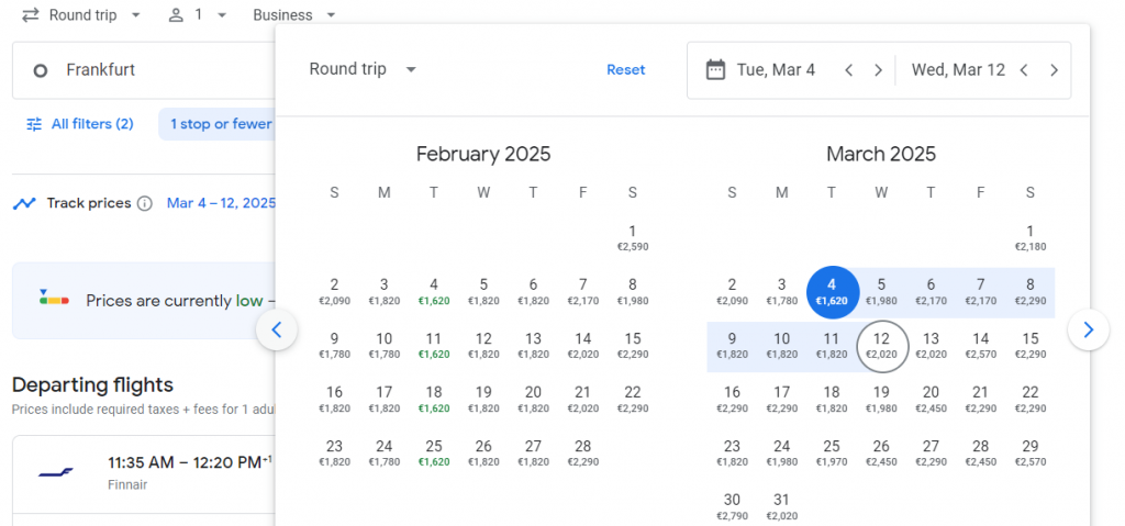 Business Class from Germany to South Korea