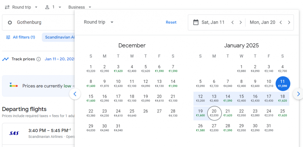 Business Class from Gothenburg to Miami