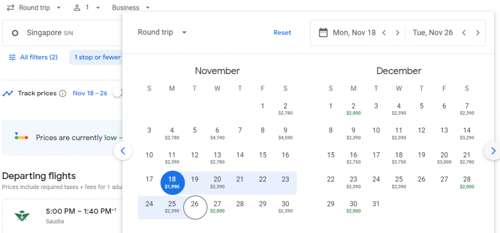 Business Class from Singapore to Milan