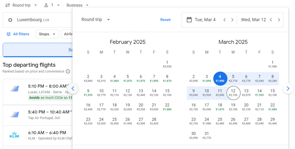 Business Class from Luxembourg to Rio de Janeiro