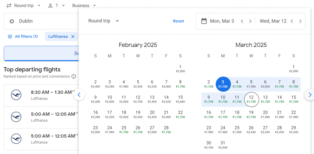 Business Class from Dublin to New Delhi