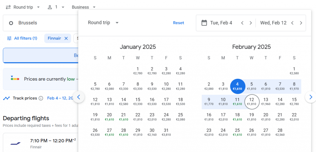 Business Class from Brussels to South Korea