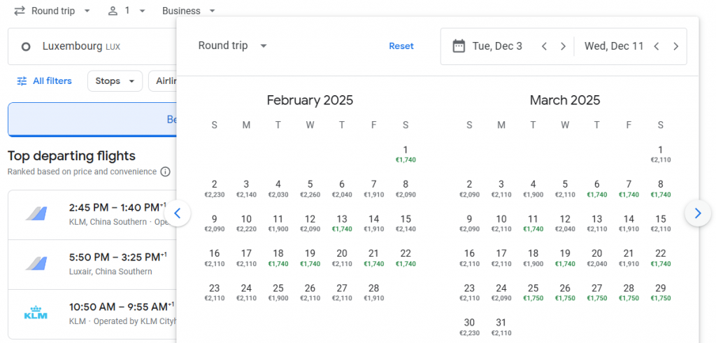 Business Class from Luxembourg to Beijing