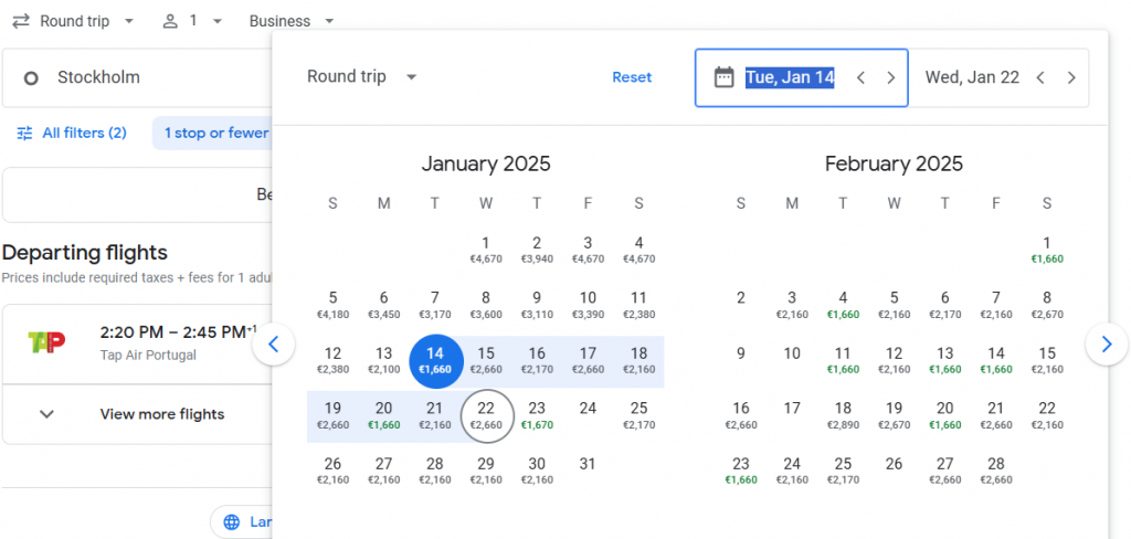 Business Class from Sweden to Miami