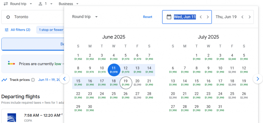 Business Class from Toronto to Rio de Janeiro