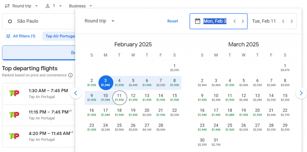 Business Class from Brazil to Paris