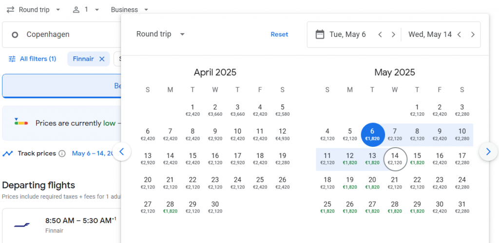 Business Class from Denmark to Thailand