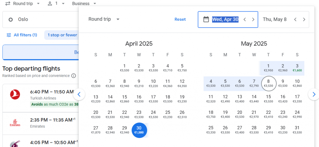 Business Class from Norway to Cape Town