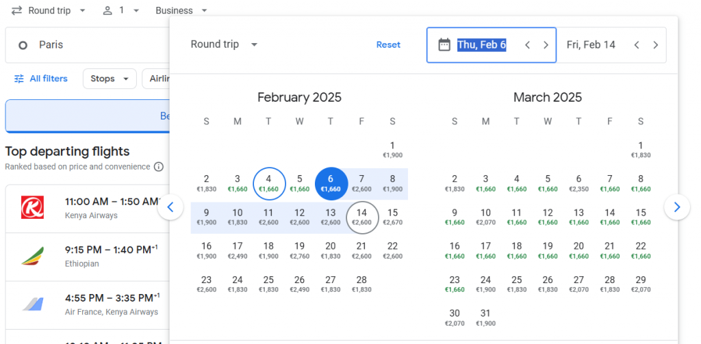 Business Class from Paris to Madagascar