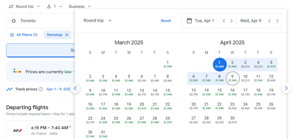 Business Class Suite from Canada to Paris