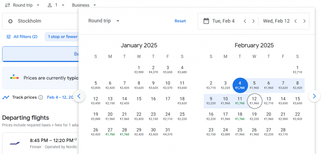 Business Class from Stockholm to South Korea