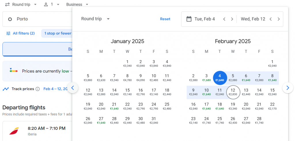 Business Class Suite from Porto to Lima