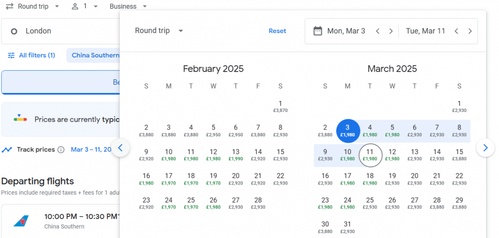 Business Class from London to Philippines