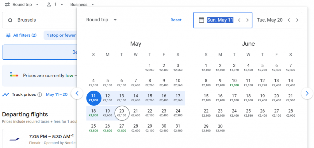 Business Class from Brussels to Thailand