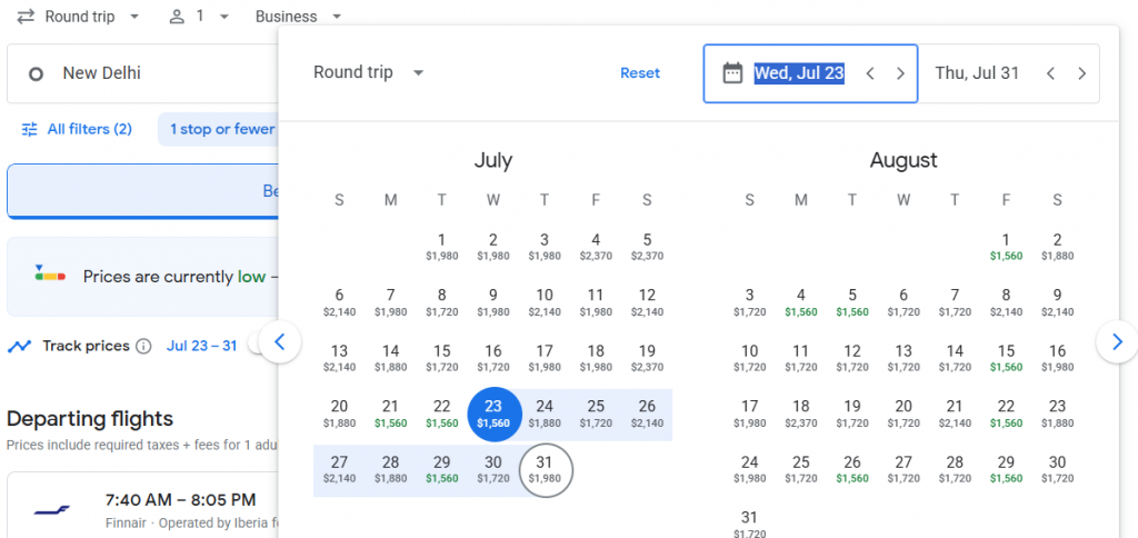 Business Class from India to Barcelona