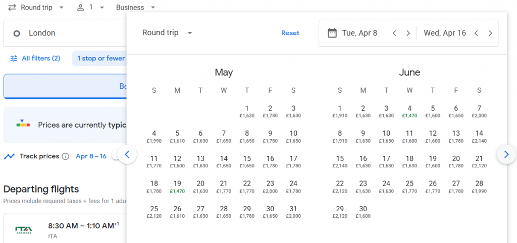 Business Class from London to India