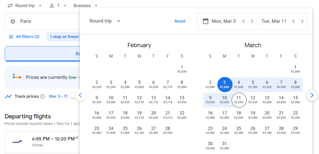 Business Class from Paris to South Korea