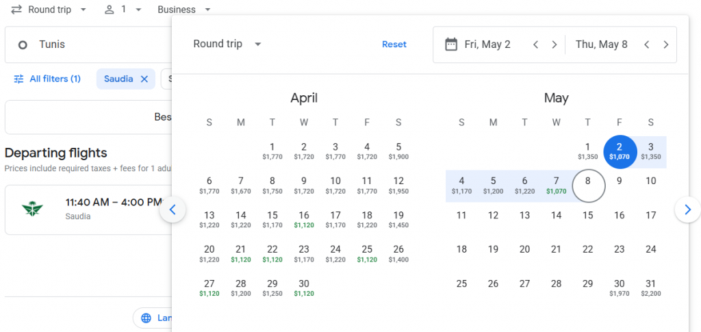 Business Class from Tunisia to Indonesia